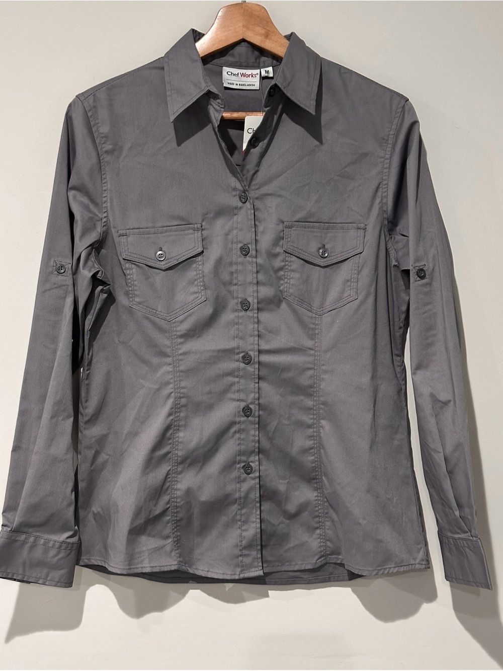 Chef Works Women's Gray Button-Down Utility Shirt